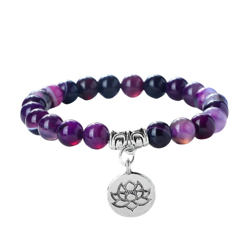 Stylish Adjustable Elastic Buddhas Bead Bracelet with Lotuses Charm Stretch Wristchain Accessories For Women Men