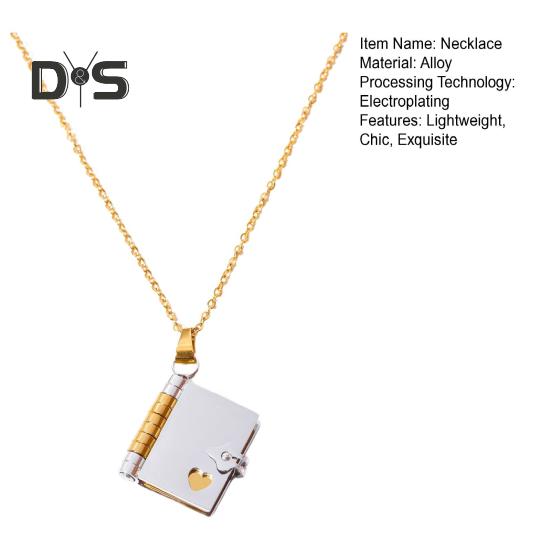 Book Pendant Necklace Women's Sweater Chain Necklace Opening And Closing Book Dangle Jewelry Accessory for Dating Daily Wear Banquet