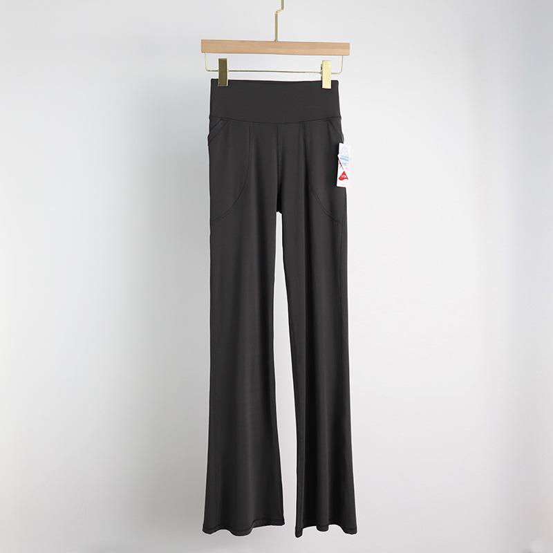 [Premium] High-Waist Flared Yoga Pants with Pockets – Lycra Fiber, Wide-Leg, Hip-Lifting