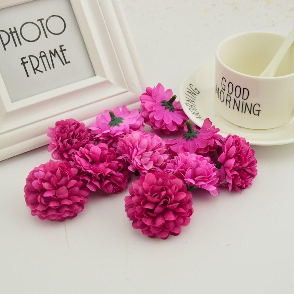200PCS Artificial Flowers Cheap 5CM Silk Chrysanthemum Heads Home Wedding Decoration Wall Wreath for Christmas Garden Door Fake