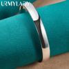 URMYLADY 925 Sterling Silver 10mm Smooth Flat Round Bangles Bracelet For Women Jewelry