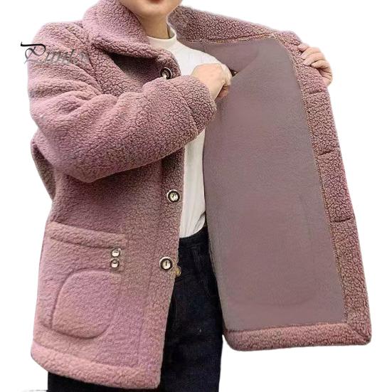 

Зимнее флисовое пальто, утепленное, однобортное, с боковыми карманами, отложным воротником, утепленная однотонная куртка с длинными рукавами L