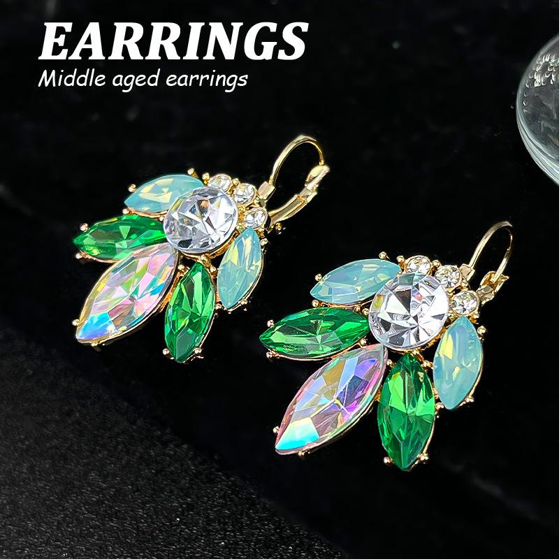 Boucles d'oreilles pendantes Zircon Fleur Colorée pour Femmes, Boucles d'oreilles pendantes Statement pour Fête & Usage Quotidien