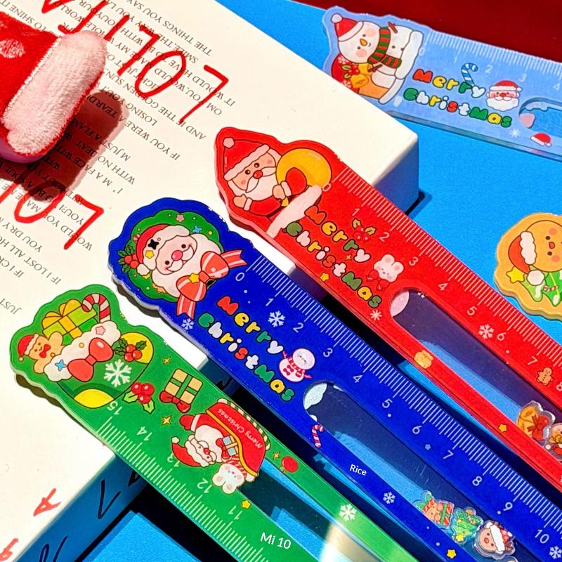 Cartoon Santa Claus Snowman Christmas Ruler Creative Drawing Painting Tool Reward Stationery Student Gift School Supplies
