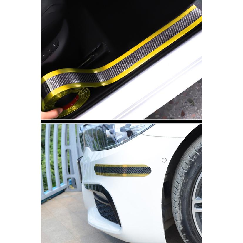 Autocolante pentru stilul mașinii Protector pentru prag de ușă anti zgârieturi Bandă de cauciuc Fibră de carbon Film de protecție pentru prag de mașină