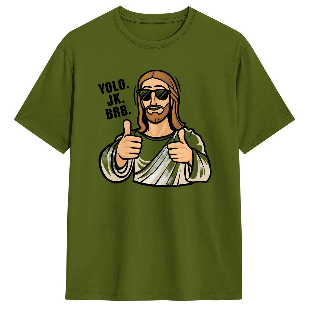 Easter Yolo Jk Brb Jesus Tshirt Summer Leisure T Shirts Unisex 100 Cotton Oneck Oversize Tees Short Sleeves Y2k Basic Tops