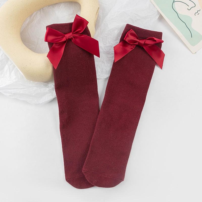 Solid Color Spring Summer Infant Toddler Kids Socks New Soft Cotton Baby Girl Socks Cute Bows Princess Girl Knee Socks
