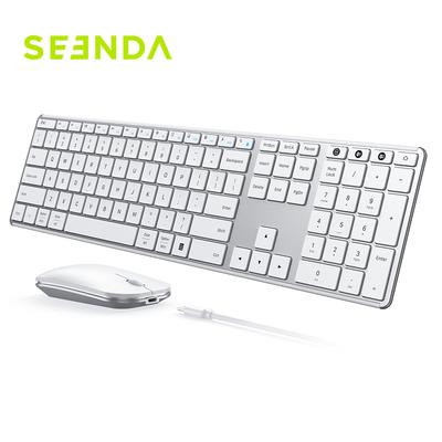 Kabellose Bluetooth-Tastatur und Maus-Kombination für Mac, iPad, iOS, Windows, wiederaufladbare Multi-Geräte-Tastatur mit Nummernblock