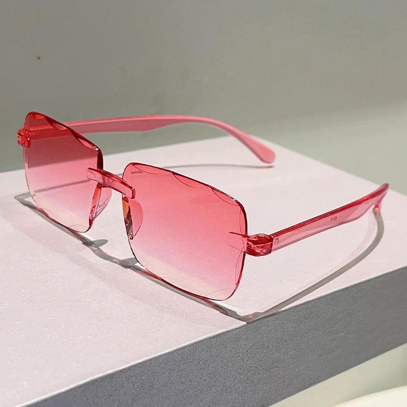 

Модные неполяризованные безободковые квадратные солнцезащитные очки с огранкой в виде бриллианта для мужчин и женщин, винтажные градиентные линзы, светоблокирующие очки розовый