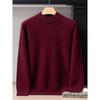 Men's 12-Gauge Double-Layer Cashmere Mock Neck Sweater, Long-Sleeved, Versatile Business Casual, Warm Knitted Base Layer