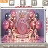 2D 6th Birthday Photography Backdrop, Pink and Silver Balloon with Light Ring Background