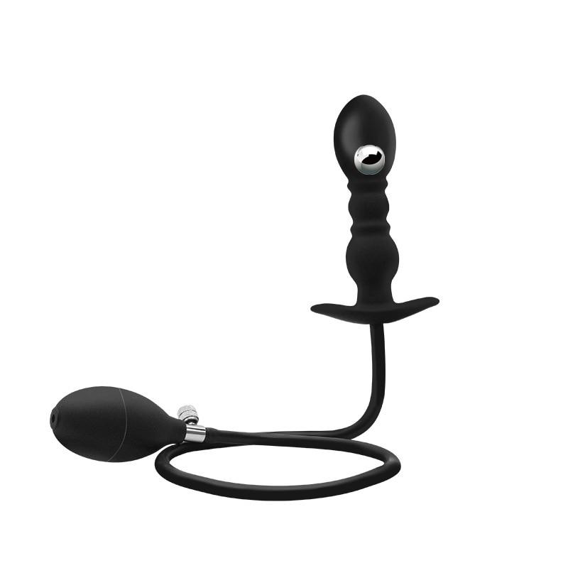 Inflatable Anal Plug with Steel Ball Anal Pull Ball Masturbator Adult Sex Toys Silicone Tail Plug Slave