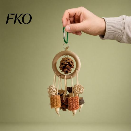 Parrot Biting Toy Chew Toy, Pine Cone Corn Cob Bird Rattan Ball Cage Accessories for Conure Foraging Parakeet Cockatiel Budgie