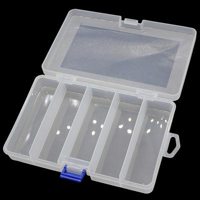 Luya Angelzubehör-Organizer mit 5 Fächern, transparente Zubehörbox aus Kunststoff, Kunstköder, Thunderfrog-Köderkoffer, Angelwerkzeugkasten