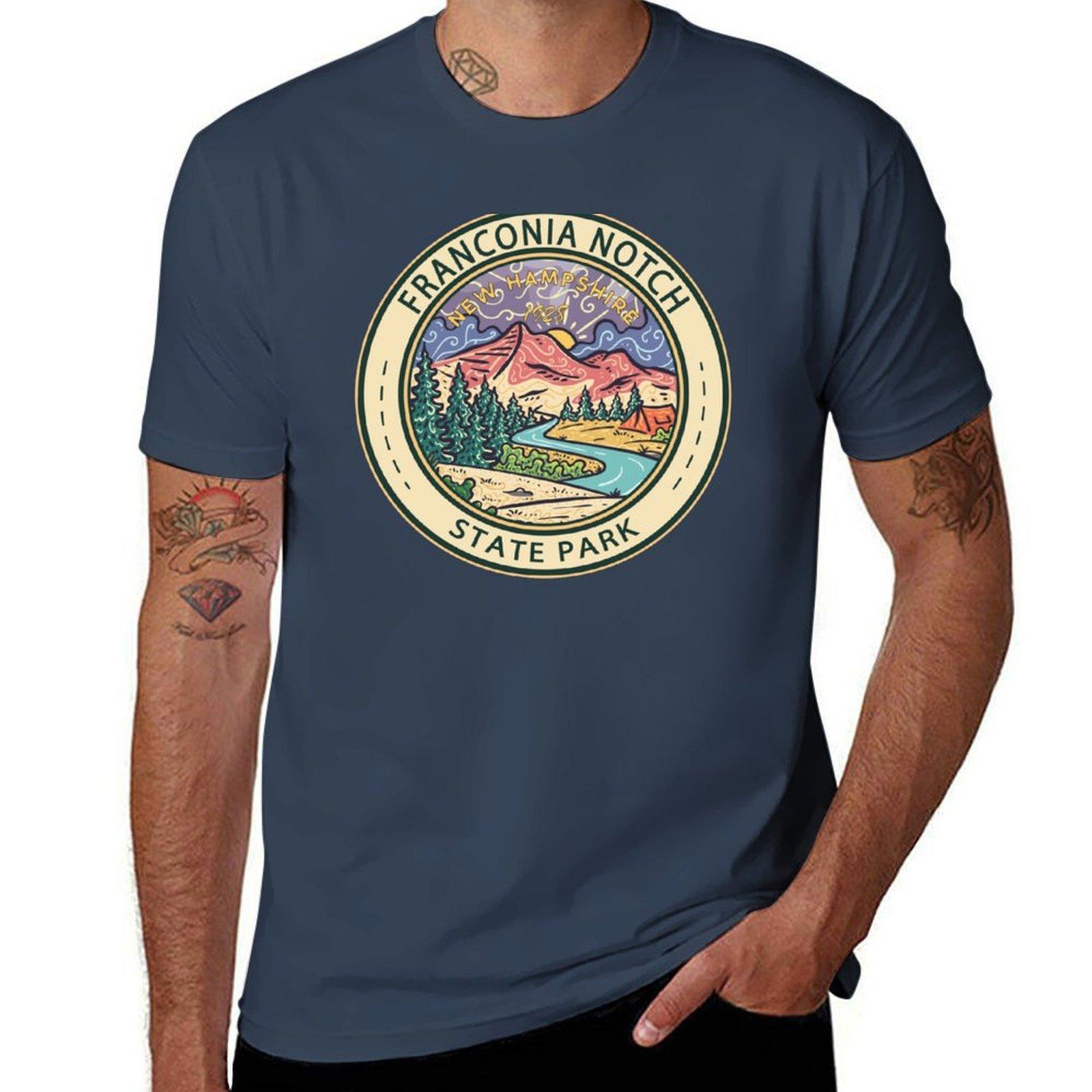 Franconia Notch State Park New Hampshire Badge TShirt t shirts for man cotton soft anime tshirt TShirt S