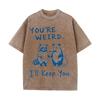 2026 Vintage Washed Beige Raccoon Opossum Hand Hold Heart Graphic T Shirt Funny Couple Slogan Print Oversized Unisex Casual Shor