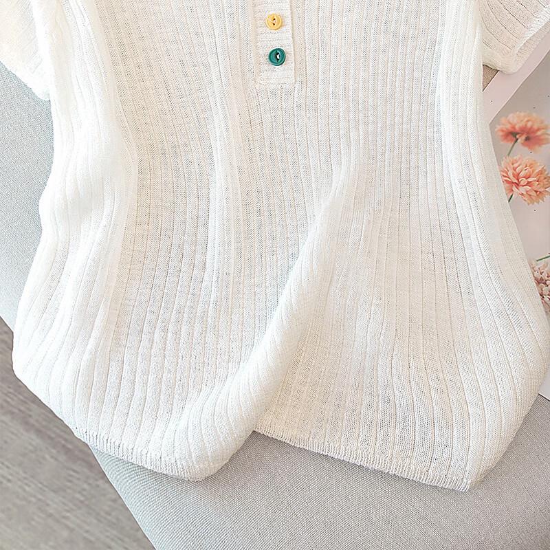 Women's Single-Breasted Knit Short-Sleeve Top