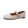 Fashion Elegant Retro Square Toe Mary Jane Flat Bottom Single Shoes Casual Soft Leather Ballet Women's Flats Comfortable Solid Mocasines