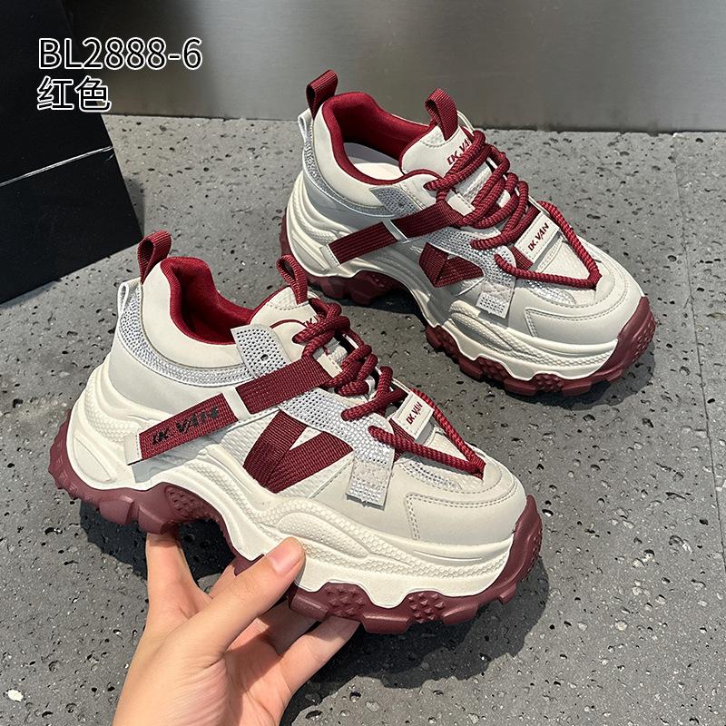 Leather platform dad shoes spring new small casual sports shoes
