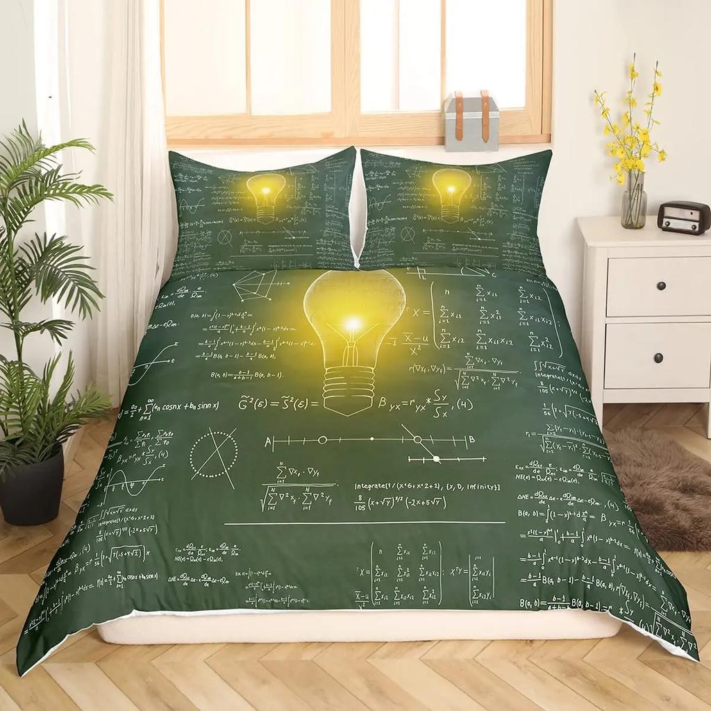 Math Equations Duvet Cover Set Hourglass Purple Galaxy Comforter Cover Physics Formula Dorm Bedding Sets Science Geometry Axis