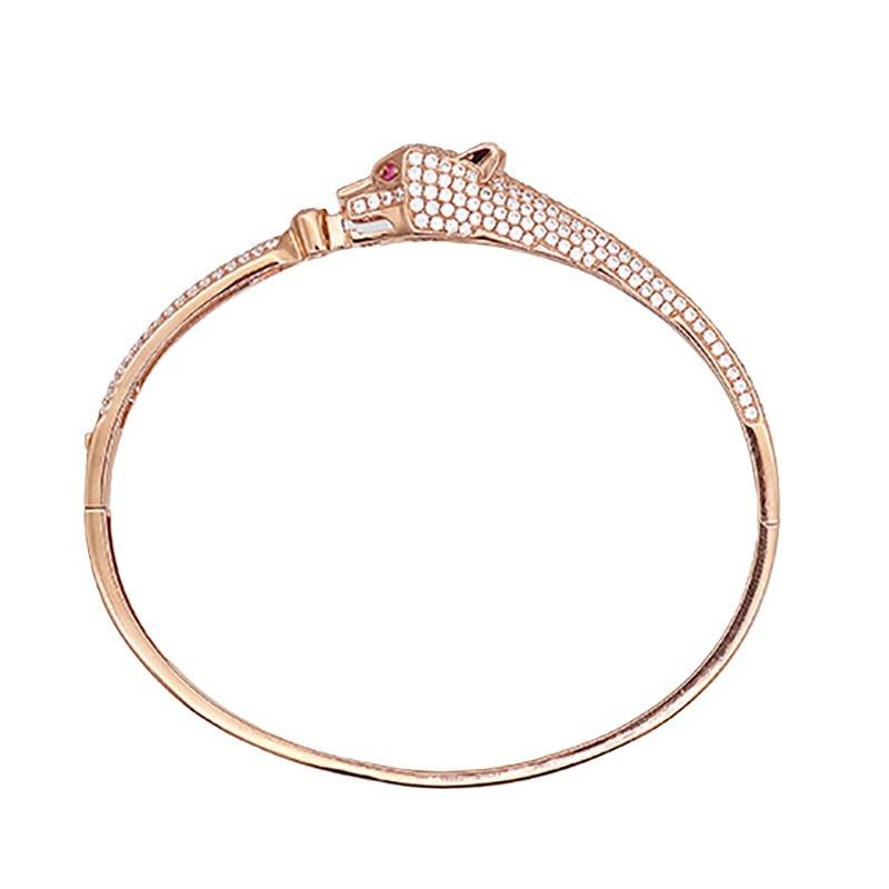 Rose Gold Plated Purple Gold Color Gold Delicate Leopard Zircon Shiny Bracelet Jewelry