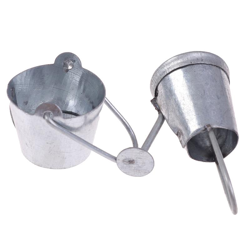 2Pcs/Set 1:12 Dollhouse Miniature Metal Water Bucket Kettle Model Furniture Toys