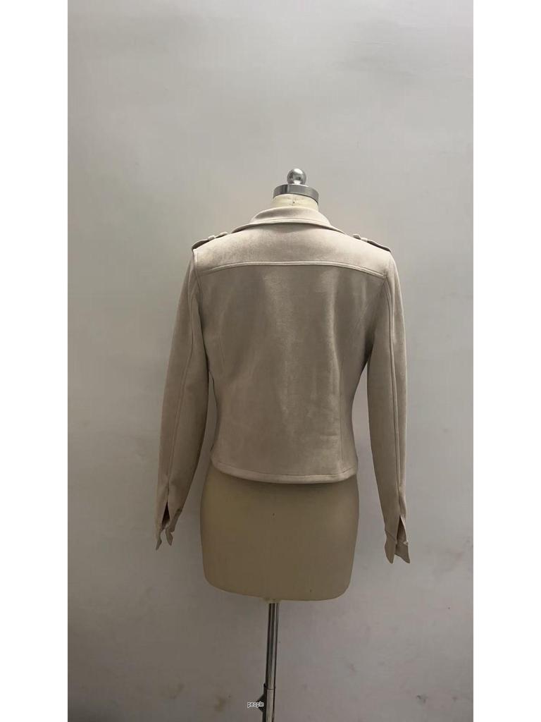 Wish Asymmetrical Zipper Suede Short Jacket for Europe and America