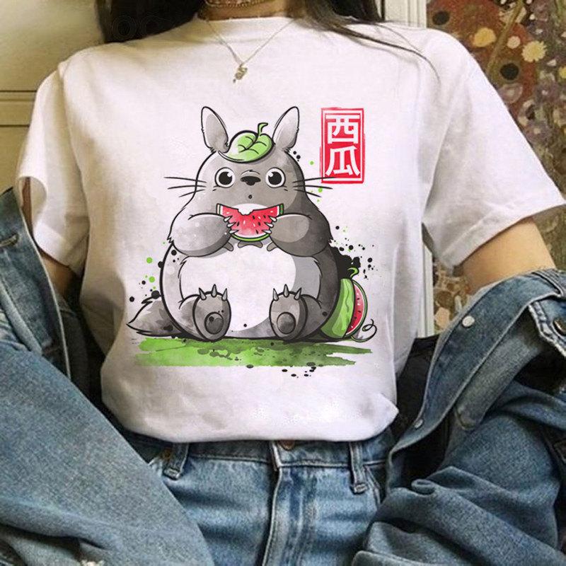 Cartoon Totoro Anime Series Printing, Summer Campus Large Size Men's and Women's Short Sleeve Anime T-shirt