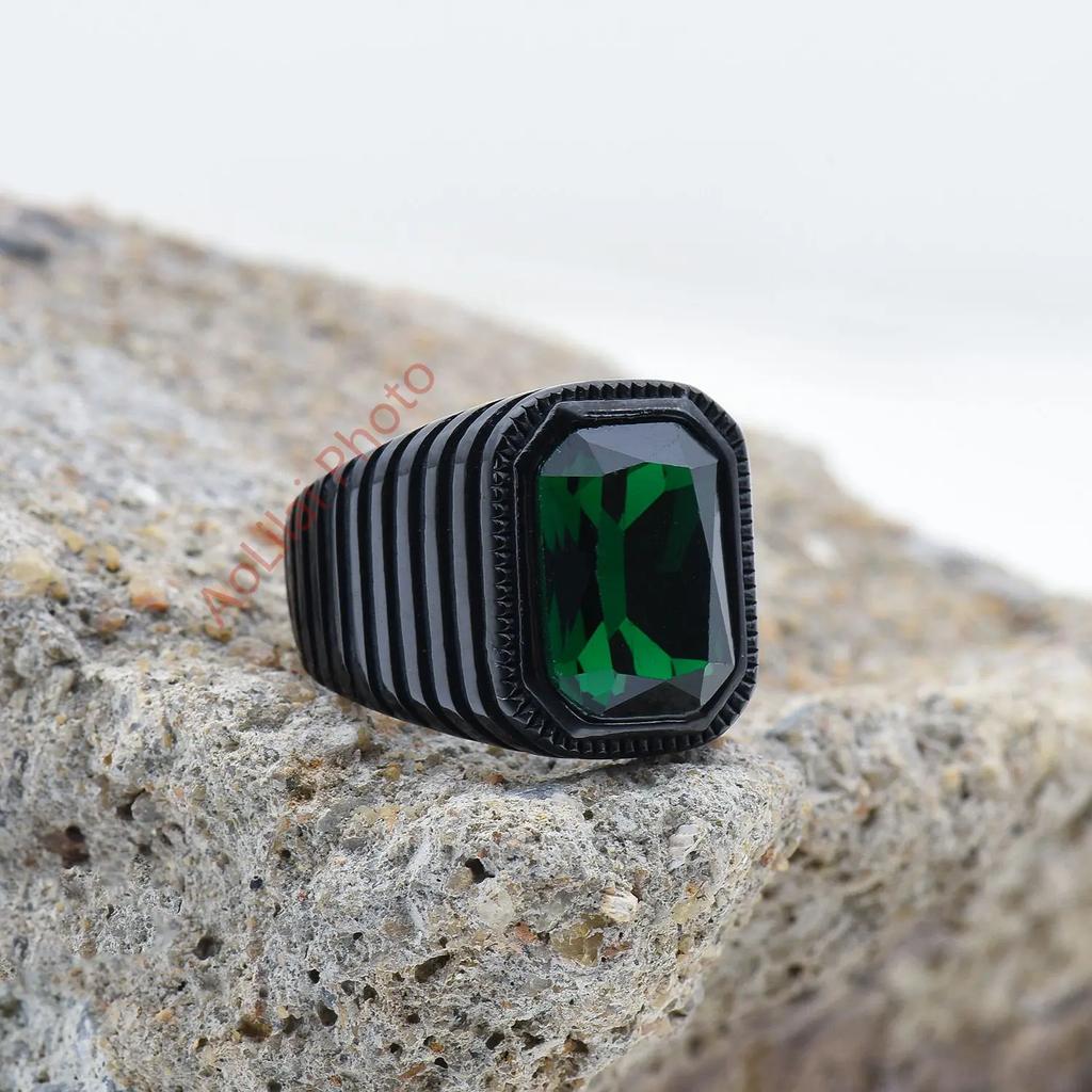 Herr/Dam Högkvalitativa 316L Rostfritt Stål Onyx Ädelstensstil Ringar Klassisk Mode Trend Smycken