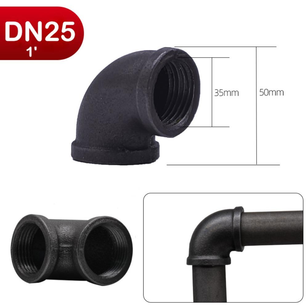 New Black Pipe Fittings Malleable Iron 1/2'' 3/4'' 1'' Pipe Connection Threaded Elbow Pipe Accessories