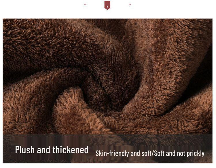 Mom's Plus Size Hooded Fleece-Lined Winter Coat for Middle-Aged and Elderly Women - Lambswool Padded Jacket