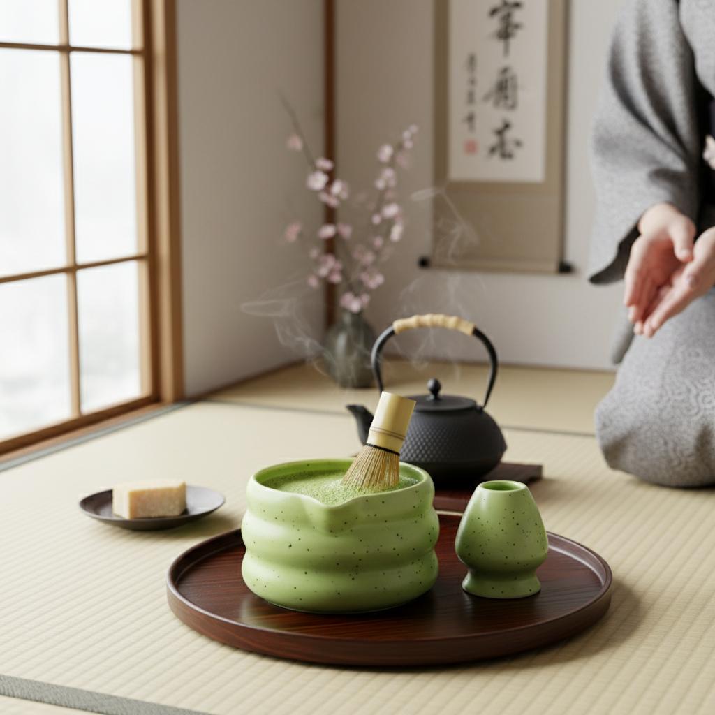 Japanese Matcha Tea Set Ceramic Matcha Bowl And Powder Jar Gift for Birthday New Year
