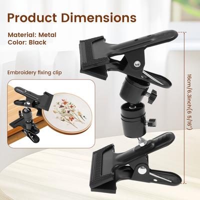 Metal Embroidery Hoop Stand Holder Hands Free Adjustable Embroidery Hoop Holder Table Clip for DIY Cross Stitch Crafters