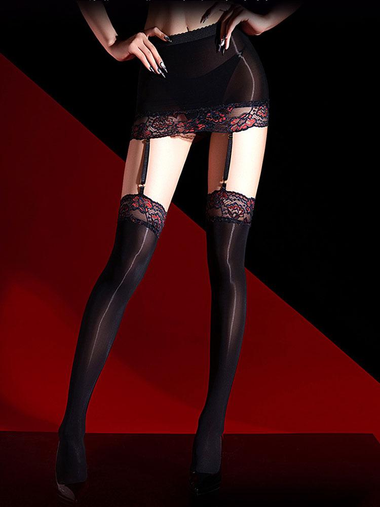 Women'S Lace Skirts Garters With Patchwork Stocking Sets High Elastic Shaping Nightclub Dance Wear 2 In 1 Tights Woman Clothing