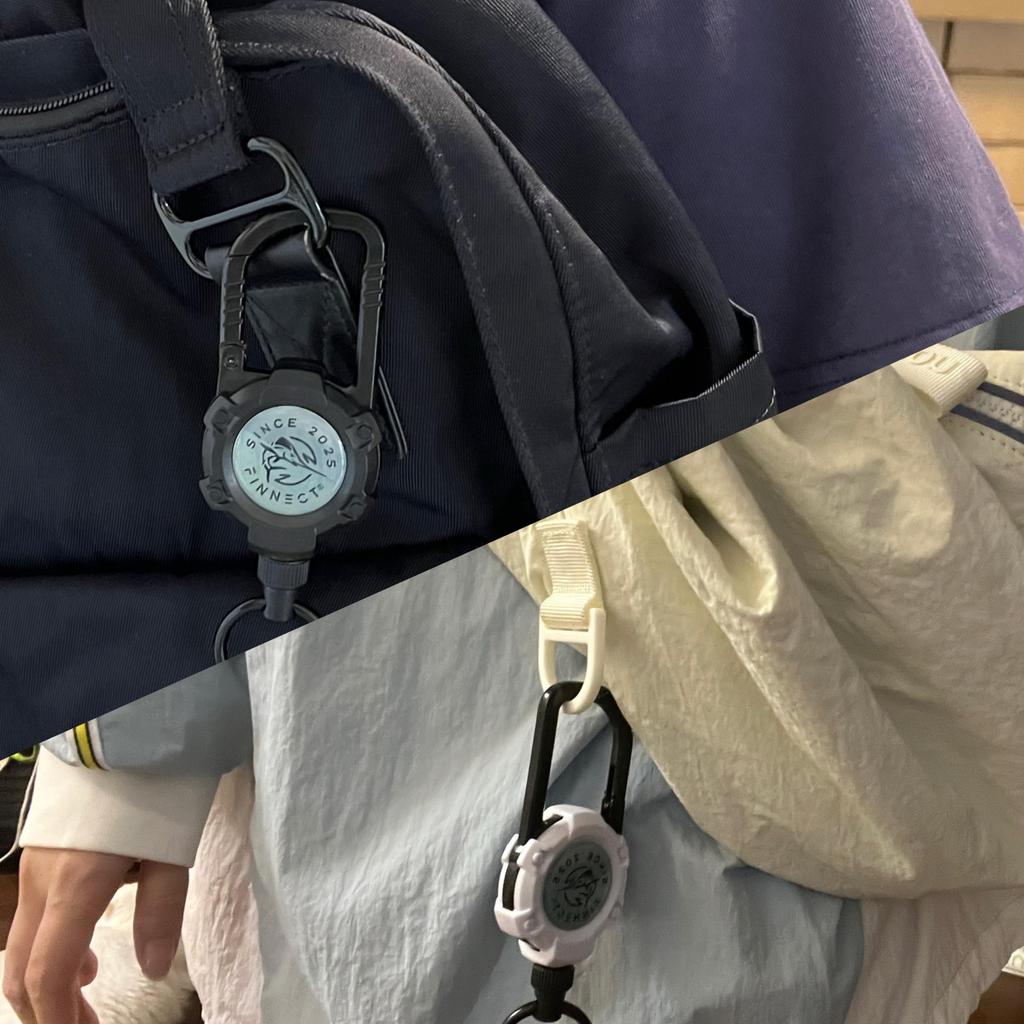 FINNECT Carabiner Snap Reel Up To Stretchable Metal Loss White Pin-on Reel, Carabiner, Keychain, Extendable, 65cm, Camping, Outdoors, Fishing,