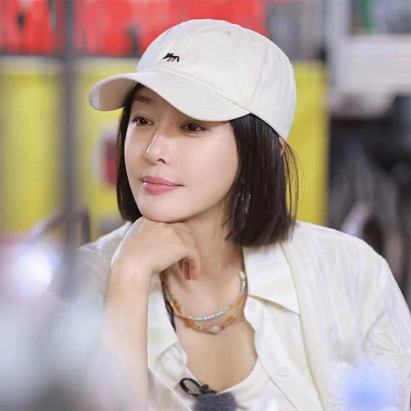 Little fox baseball cap female spring and autumn big head circumference showing face small peaked cap enlarged and deepened wide brim