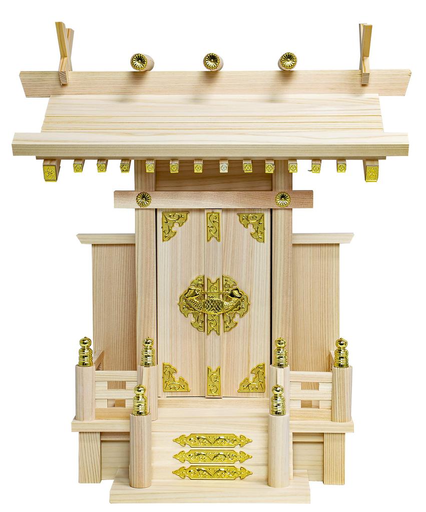 Fitpost Shinto Shrine, Naka Shinmei, Made in Japan, 820312, Natural, Approx. 36 x 19 x 40 cm (13.5 x 7.5 x 15.5 inches), (Oshinfuda-size) Approx. 26