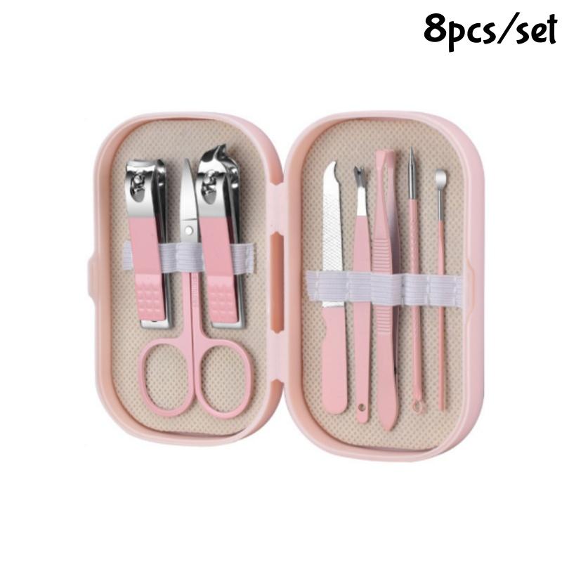 4-14pcs Steel Manicure Pedicure Tool Set Nail Curved Scissors Clippers Dead Skin Remover Ear Digging Spoon Manicure Tools