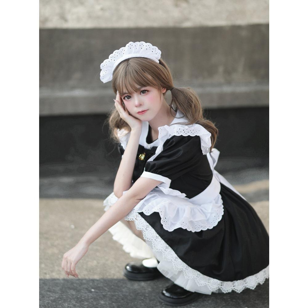 Cute Lolita Bunny Girl Cosplay Black and White Maid Outfit Beautiful Dress Ladies Skirt