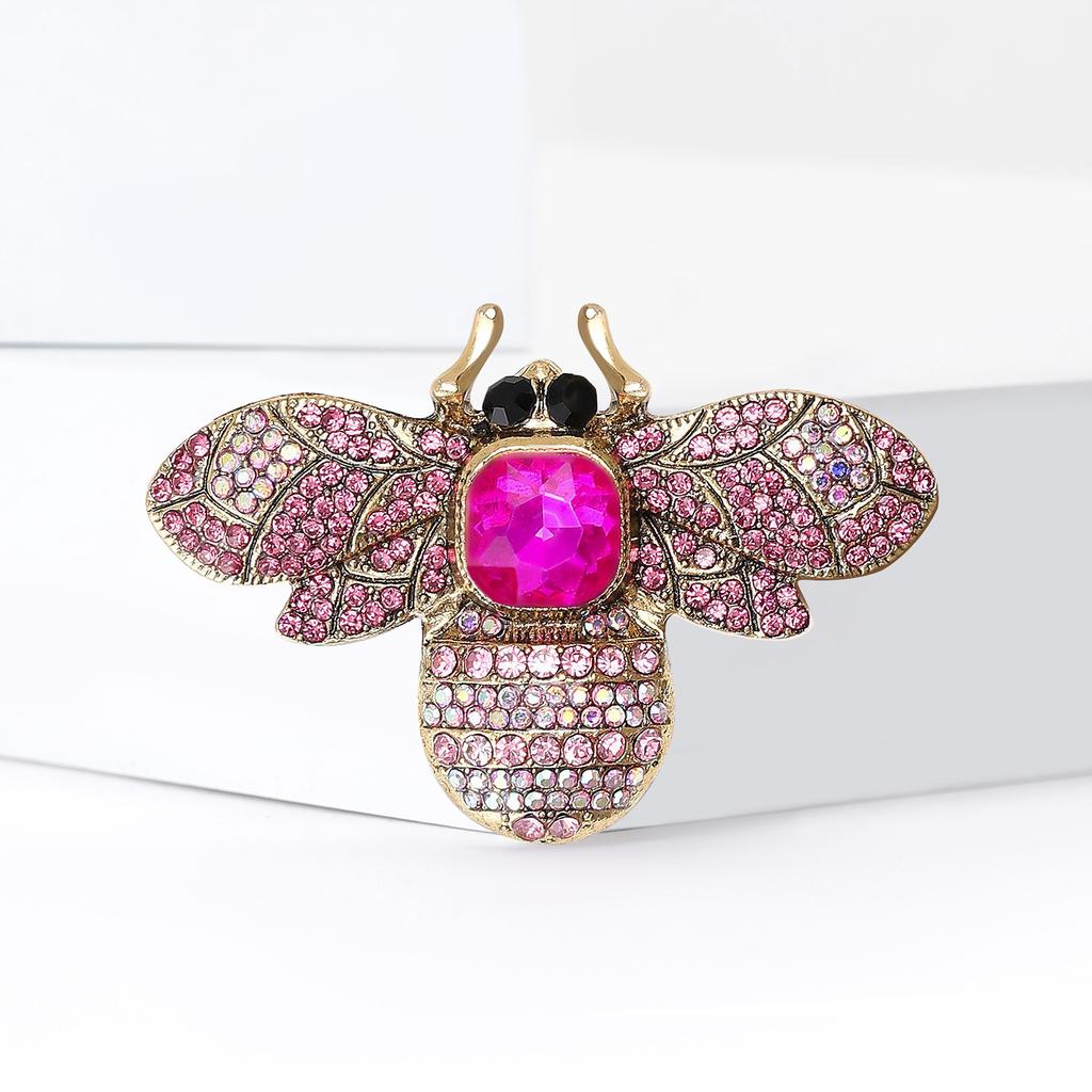 Fashion Rhinestone Bee Brooches for Women Unisex Insect Pins Keychain Event Party New Year Gifts Jewelry Decoration Accessories