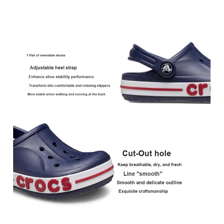 Crocs Tamancos Bayaband Casuais Versáteis Antiderrapantes Absorventes de Choque Duráveis Sandálias Tamancos Infantis Preto Vermelho Branco 207019-410