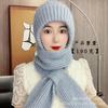 Autumn and winter buckle ear protector knitted hat squirrel fleece hat scarf integrated snow hat plush wool hat scarf