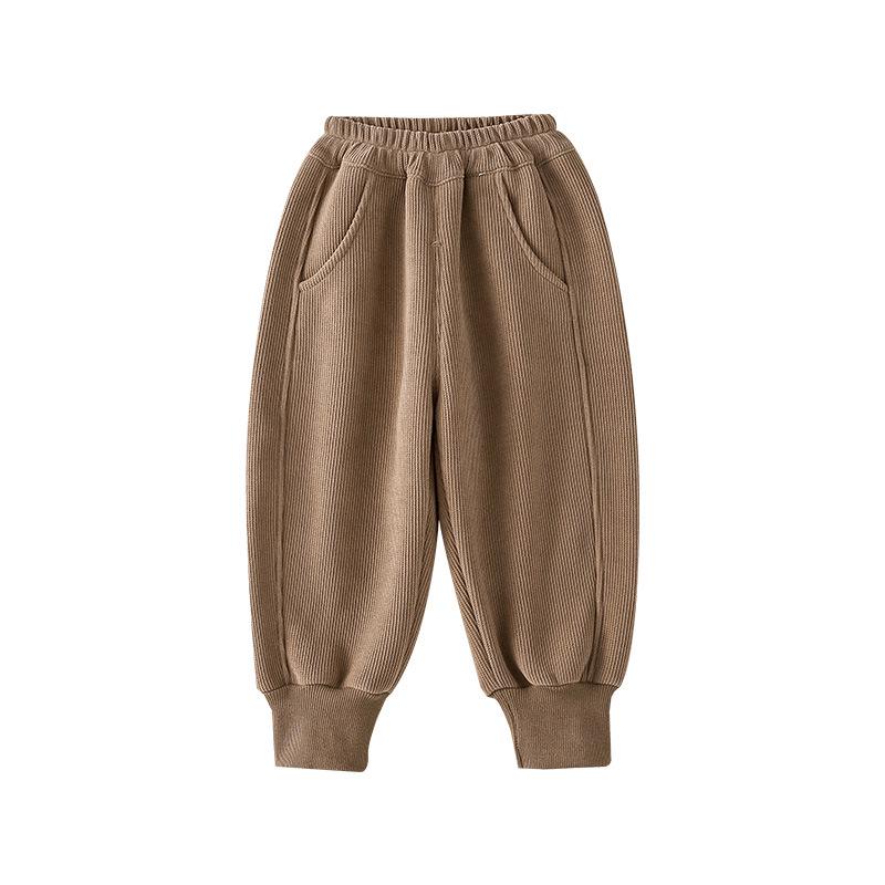 

Осенние детские штаны из хлопкового трикотажа и флиса 2024 года – уютная повседневная одежда для малышей 100 cm хаки