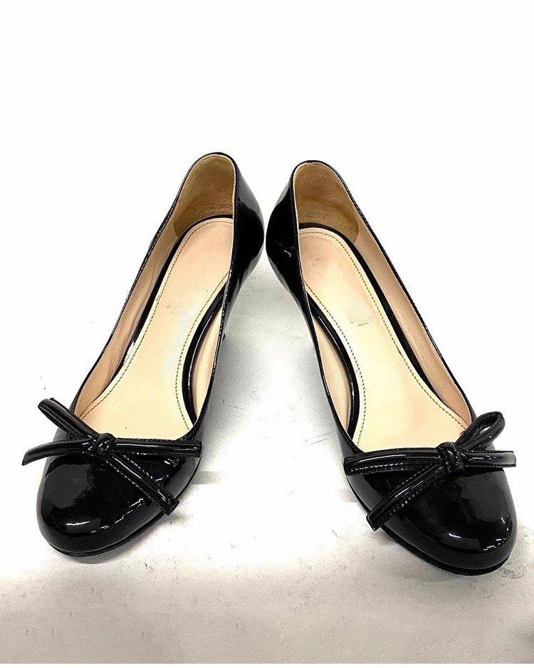 French High-heeled Women's 2025 New High-end Style Patent Leather Bow Red Wedding Shoes,Versatile,Shallow Mouth and Single Shoes