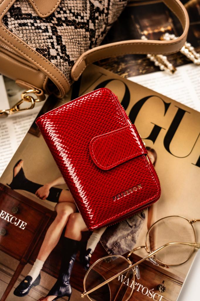 Damski skórzany portfel PTN 425214-DSL-6150 Czerwony