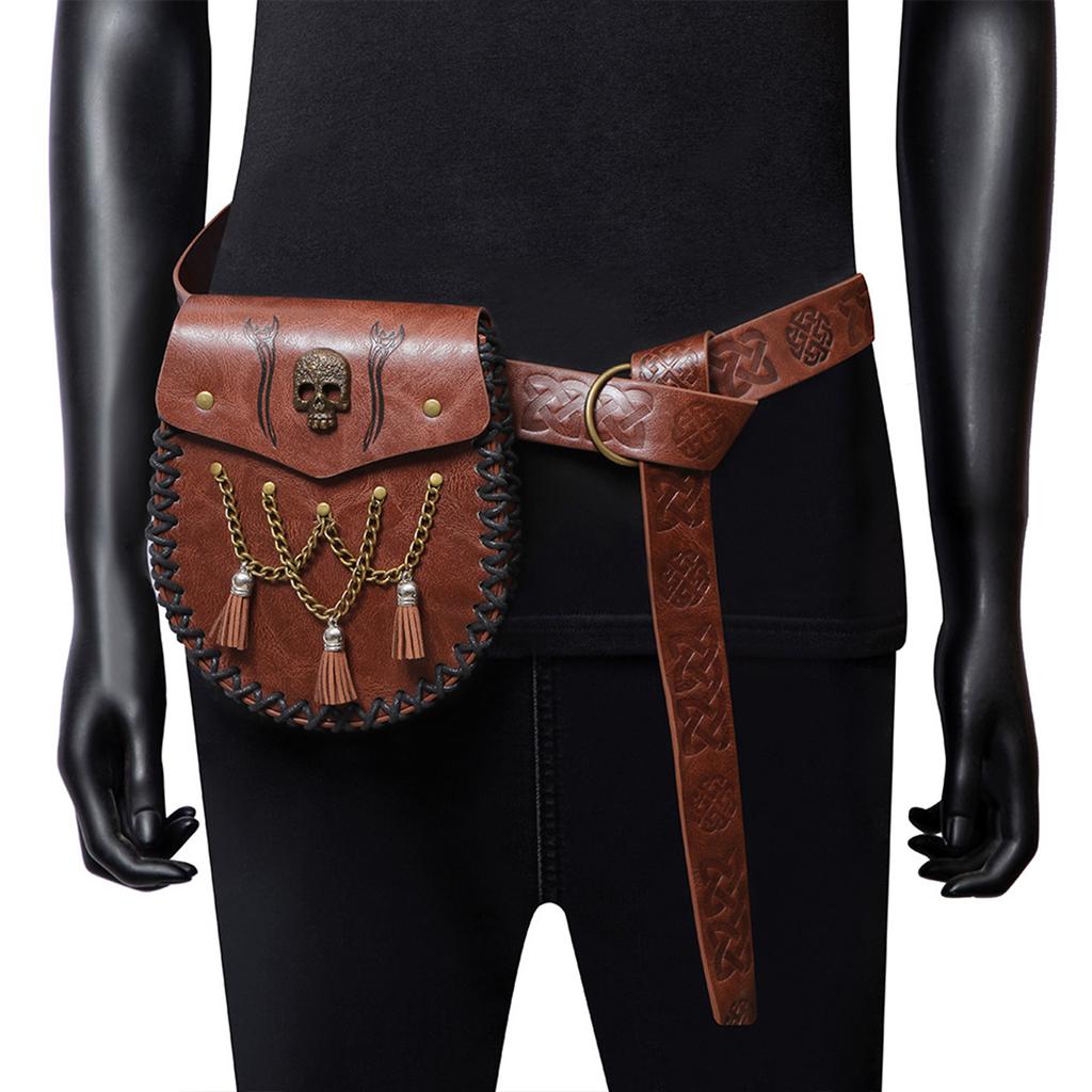 Marsupio Medievale Sacchetti su Cintura in Pelle Borsa da Vita Accessori Costume Rinascimentale LARP per Donna Uomo Marsupio in Pelle
