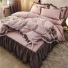 Komfort-Bettrock-Set mit Spitzensaum - Hautfreundliche Bettwäsche, Einzel-/Doppelbett