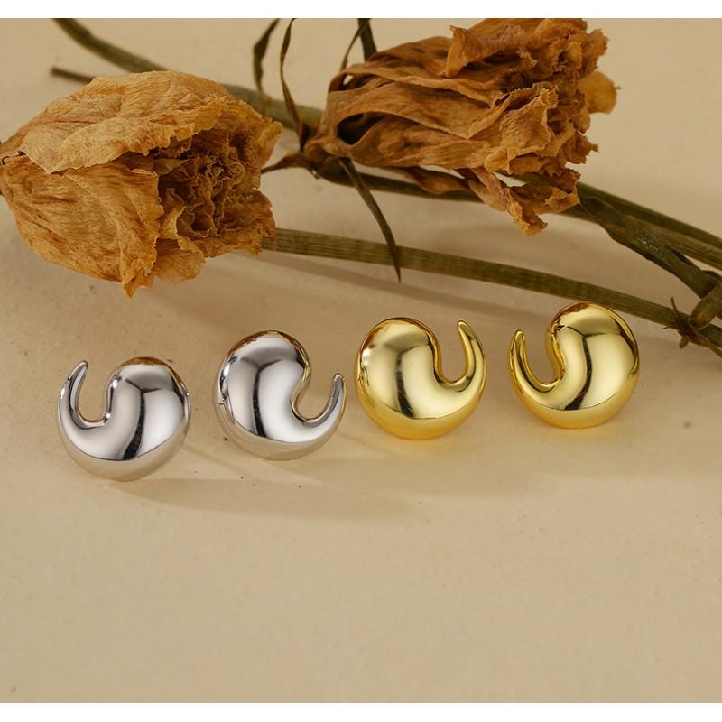 Minimalist Comma Earrings Women Sterling Studs Gold Plated Modern Chic Jewelry Gift