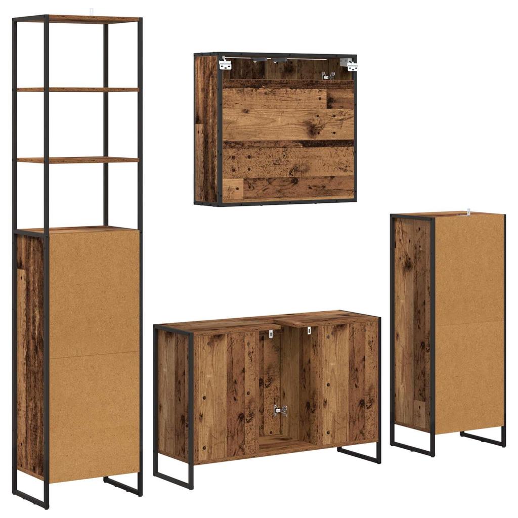 Bathroom Furniture Set with Drawers Reclaimed Wood Look Engineered Wood