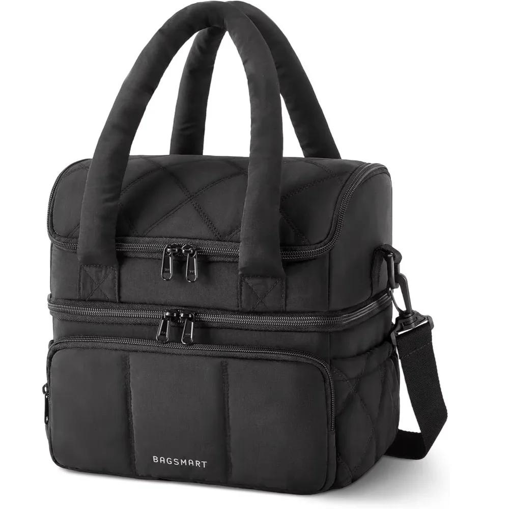 11.8L.High Quality Double Deck Lunch Bag Leakproof Insulated Lunch Box Reusable Durable Puffer Tote Outdoor